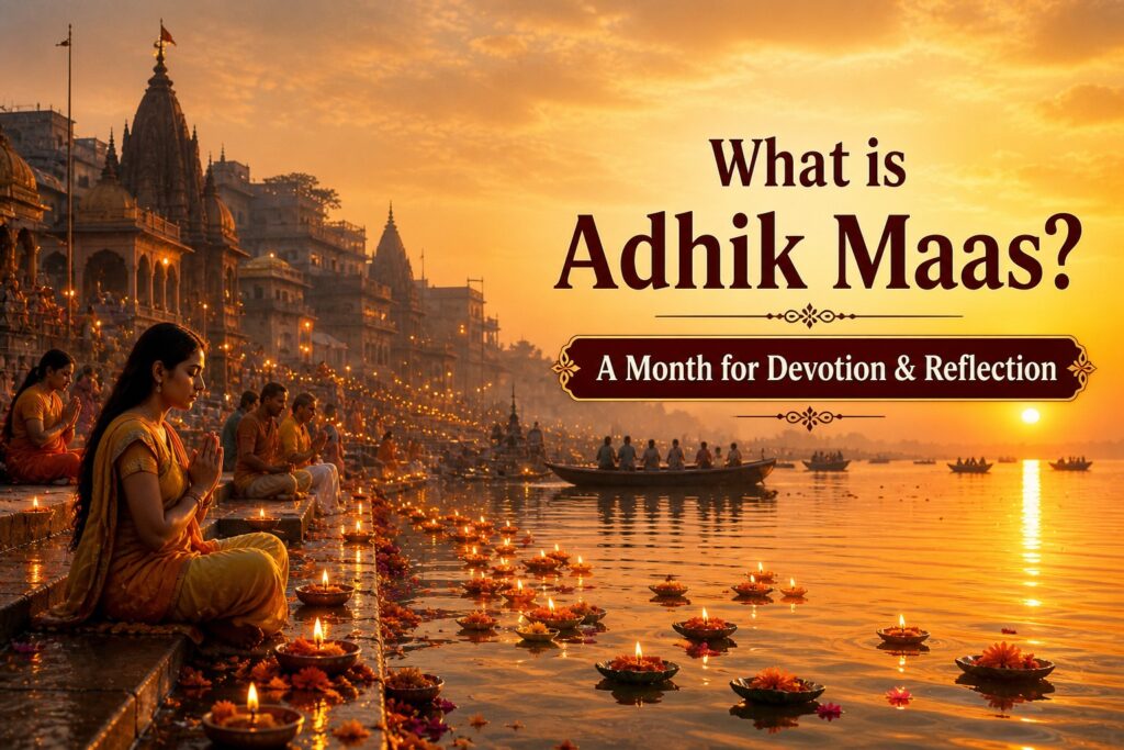 Devotees praying at Varanasi ghats during Adhik Maas spiritual month at sunrise - What is Adhik Maas