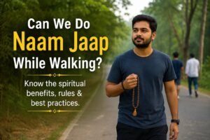 Person doing Naam Jaap while walking with a Tulsi Jaap Mala