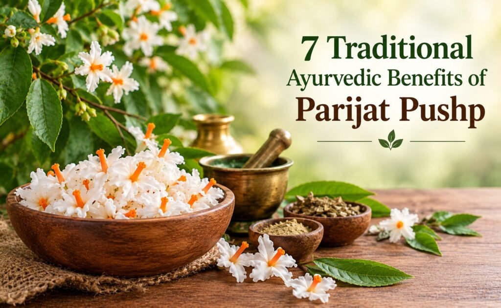 Parijat Pushp Ayurvedic Benefits – Parijat flowers and traditional Ayurvedic ingredients