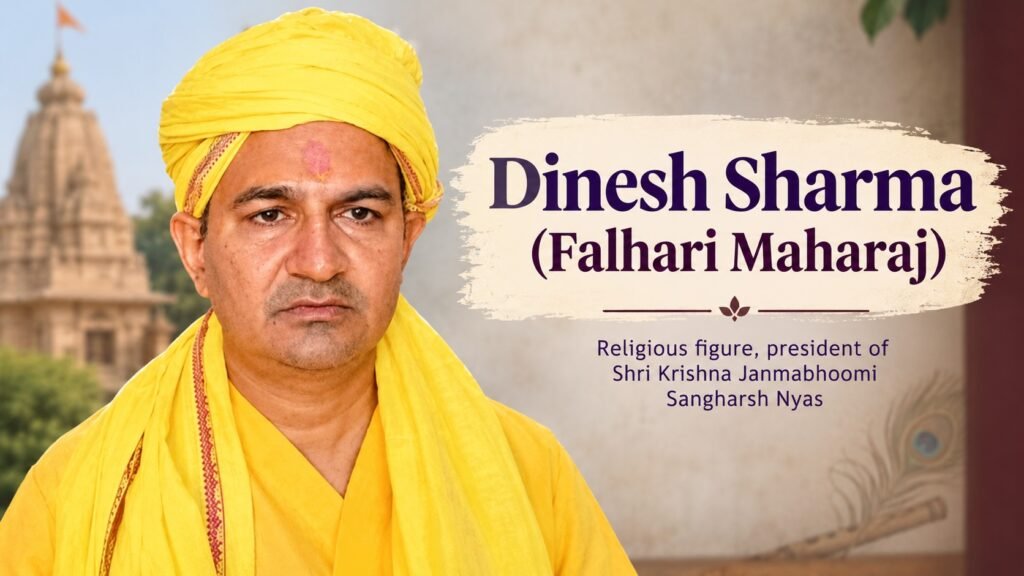 Dinesh Sharma Falhari Maharaj, the religious figure associated with Mathura and the ₹5 crore Virat Kohli controversy