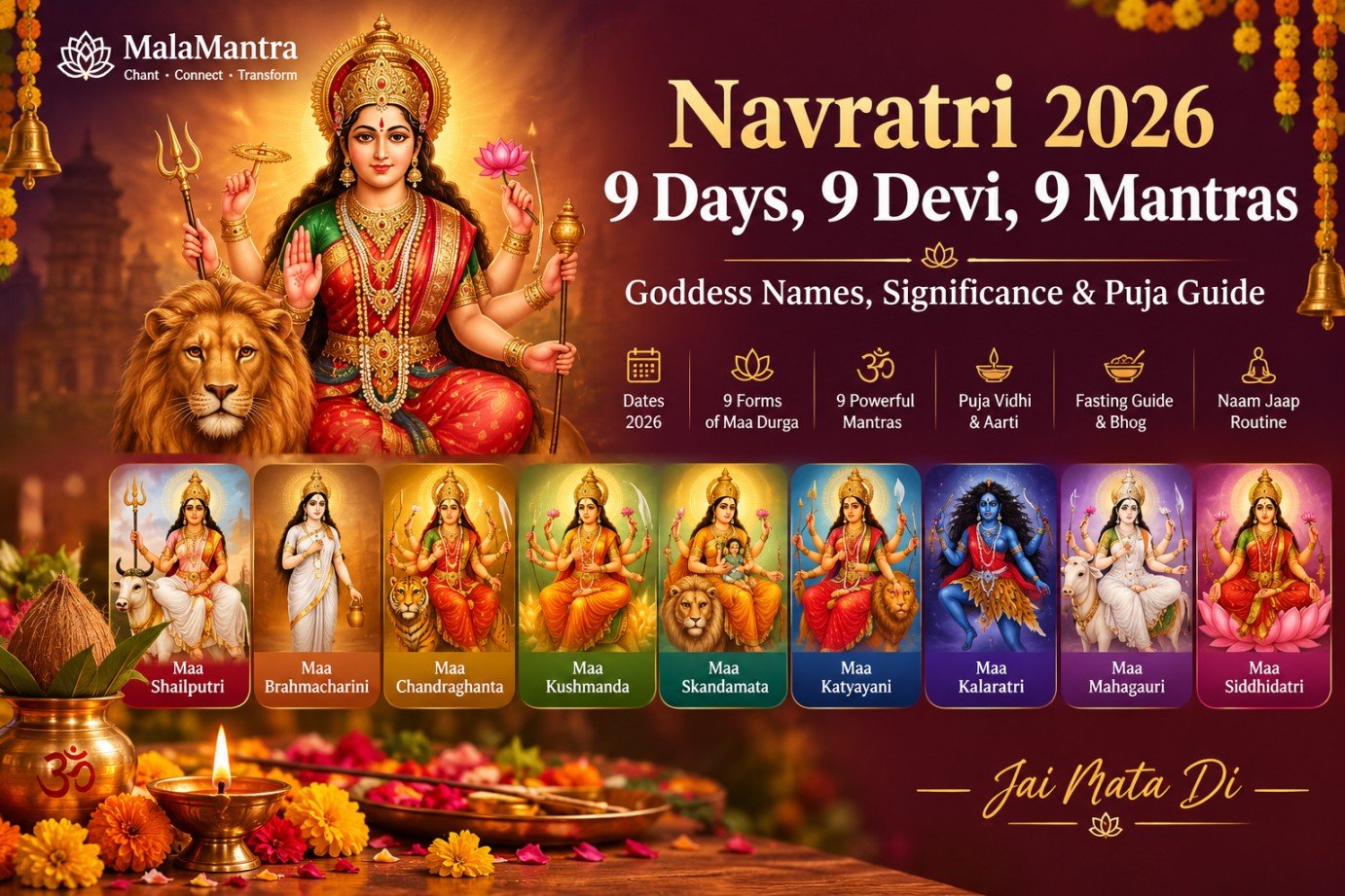 Navratri 2026 9 Devi 9 Mantras Maa Durga forms and puja guide