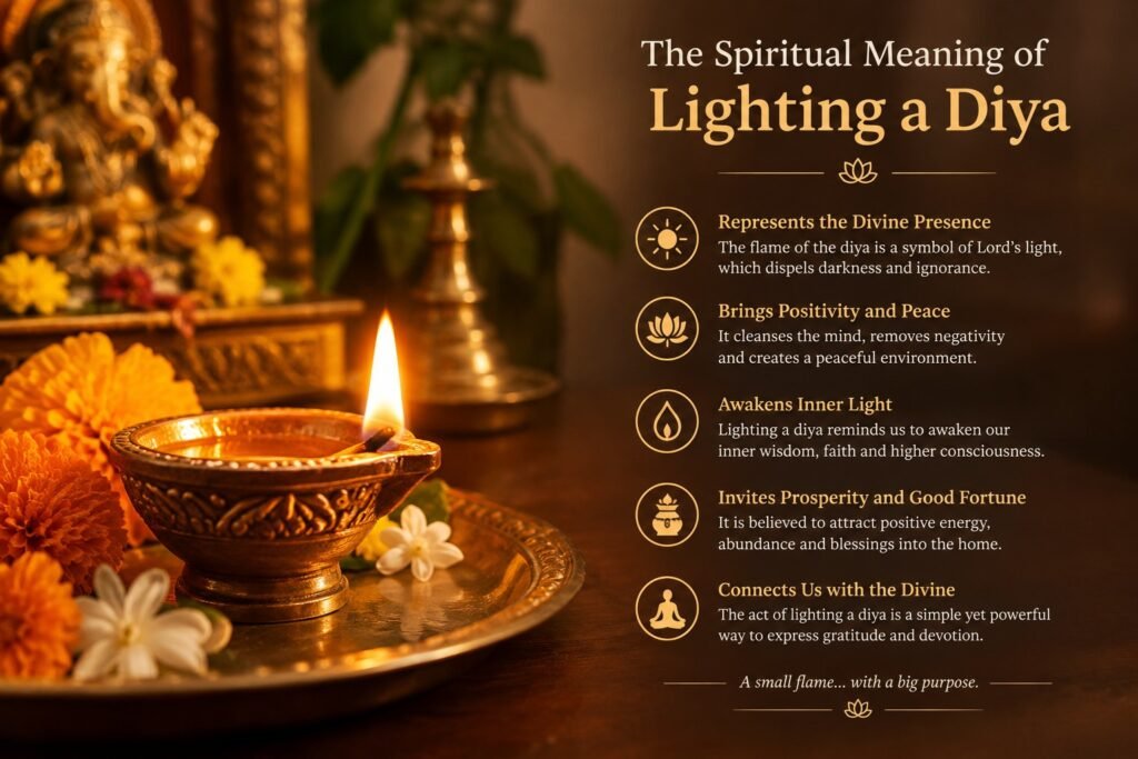 Spiritual meaning of diya on Diwali and its significance in Hinduism, Lord Rama's return to Ayodhya, and Goddess Lakshmi worship.