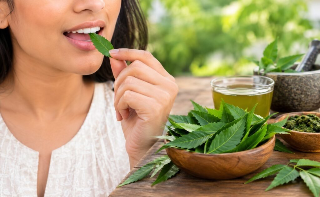 Fresh neem leaves for daily consumption, wellness and Ayurvedic remedies