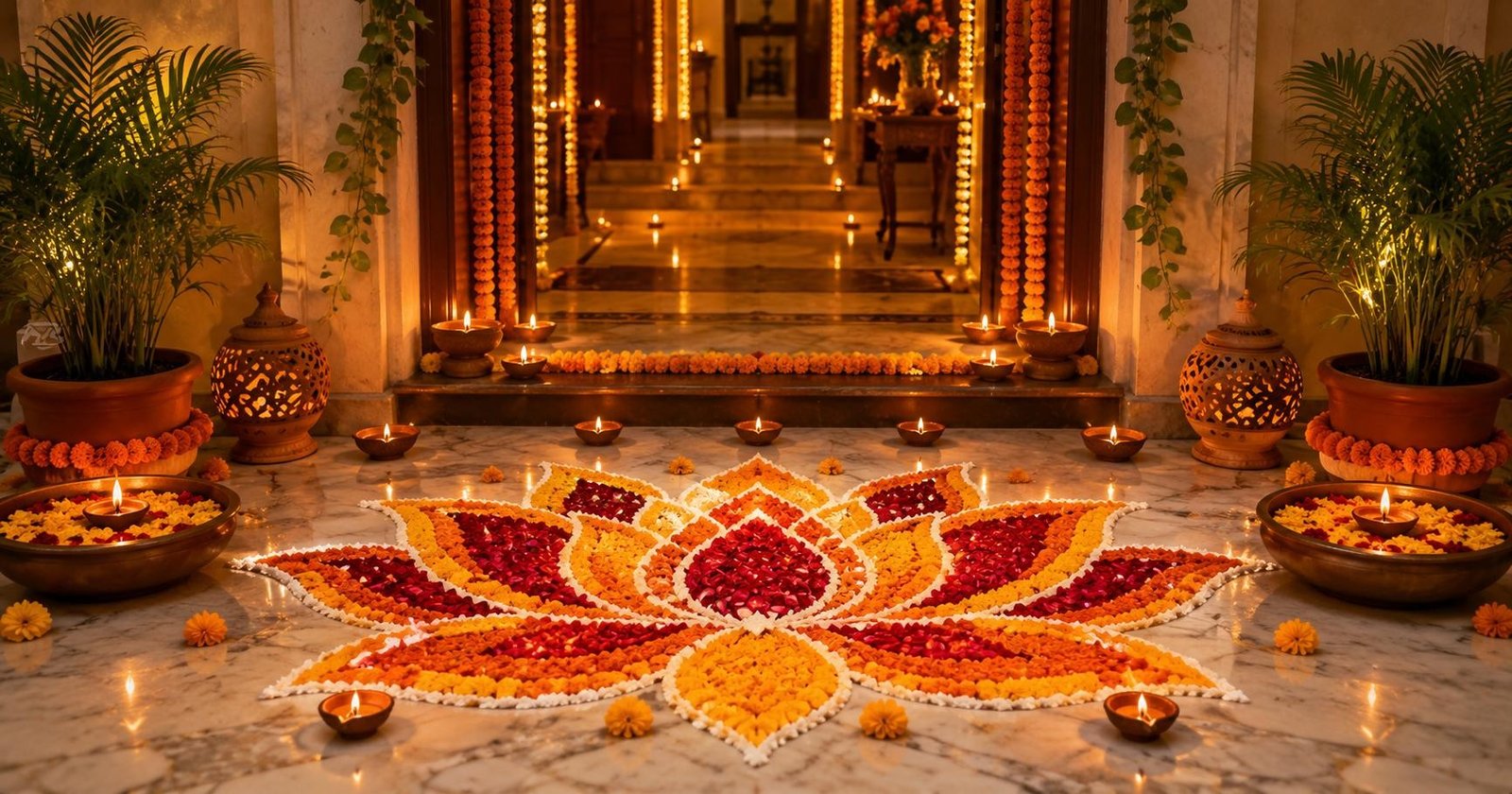Spiritual Meaning of Diwali: Traditional diya lighting, Goddess Lakshmi and Lord Ganesha during Diwali puja.